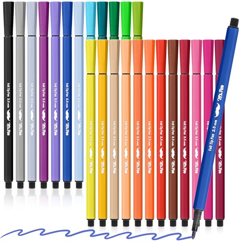 Mr. Pen- Felt Tip Markers, Assorted Colors, 24 Pack, 2.5 mm | Bible Journaling Markers, Bold Point Felt Tip Pens, No Smear, Quick Dry, Perfect for Journaling, Underlining