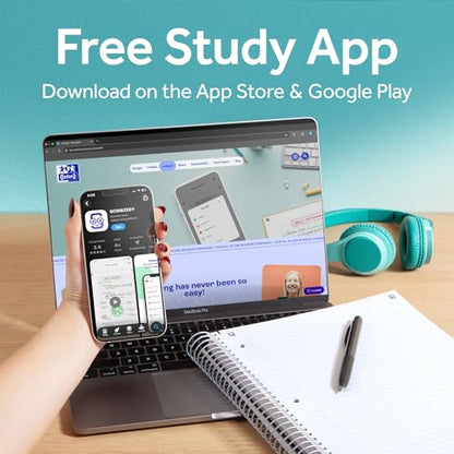 Oxford Spiral Notebook with Free Study App, 3 Subject, Wide Ruled, Ultra Smooth Paper, No Ink Bleed-Through, Strong Poly Blue Cover, 3 Durable 2 Sided Pockets, 150 Easy Perforated 8.5" x 11" Sheets - color: Blue