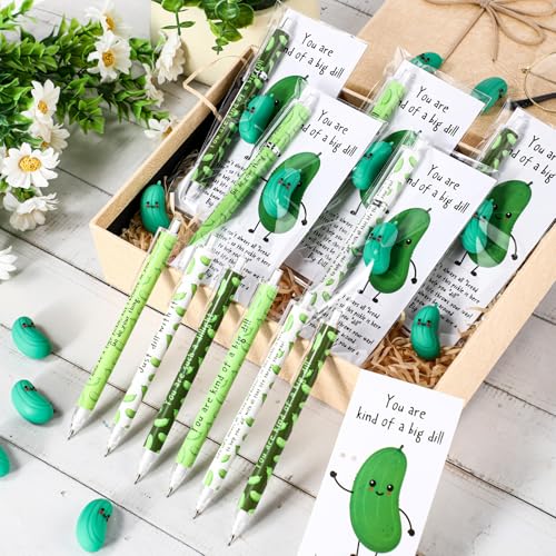 AmazingSpark 30 Sets Back to School Pencils Inspirational Pickle Pencil Gifts Bulk 6 Styles 0.7 mm Mechanical Pencils with Erasers Positive Cards for for School Student Teacher Nurse Staff - style: Pickle