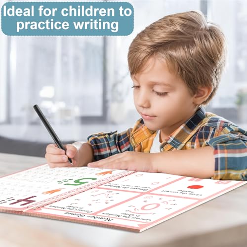 party greeting 6 Pieces Magic Grooved Writing Practice Copybook with Disappearing Ink Pens Reusable Grooved Handwriting Workbook Letter Tracing Books for Kids Kindergarten Preschool Supplies