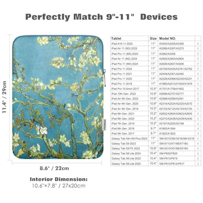 MoKo 9-11 Inch Tablet Sleeve Bag Carrying Case Fits New 11inch iPad Air M4, iPad A16 2025, iPad Pro 11 M4, Air 5/4/3, iPad 10/9/8th Gen, Tab S8/S9 11", Tablet Carrying Case, Apricot Flower - color: Apricot Flower, size: 9-11 inch
