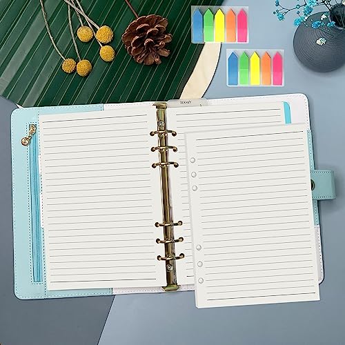 Harphia A5 6 Holes Binder Refill Value Set, 90sheets rulled line loose leaf paper with stickers and dividers, planner inserts with binder pockets for A5 binder 6 holes refillable notebook,005da5line - color: Line Paper Set, size: A5