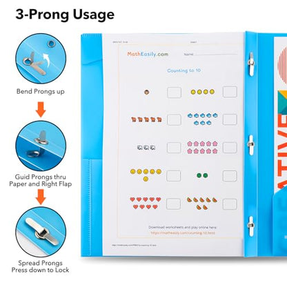 Briartw Heavy Duty Plastic Pocket Folder with Prongs for Letter Size Paper - 6 Pack Pink File Folder with Clear Front Pocket - 2 Pockets and 3 Prongs,As Well As 2 Card Slots - Pocket Folders - color: Pink