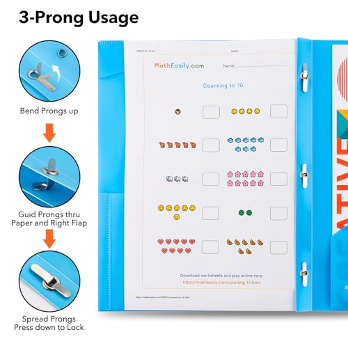 Briartw Heavy Duty Plastic Pocket Folder with Prongs for Letter Size Paper - 6 Pack Navy Blue File Folder with Clear Front Pocket - 2 Pockets and 3 Prongs,As Well As 2 Card Slots - Pocket Folders - color: Navy Blue