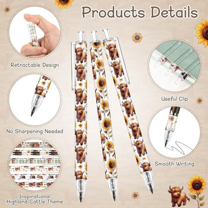 Sinload 60 Pcs Mechanical Pencil Bulk, 0.7 mm Cute Motivational Mechanical Pencil for Writing, Sketching, Drawing, Gifts from Teacher Reward Office Supplies Bee Party(Cow) - style: Cow