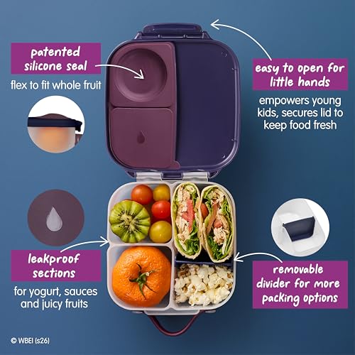 b.box Harry Potter Mini Lunch Box Kids | 4.25 Cup Leak Proof Bento Box for Kids Ages 3+ | 3 Compartment Snack Containers, School Lunch Container, Dishwasher Safe, BPA-Free, PFAS-Free - color: Harry Potter, size: 1-pack