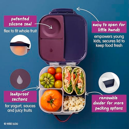 b.box Harry Potter Mini Lunch Box Kids | 4.25 Cup Leak Proof Bento Box for Kids Ages 3+ | 3 Compartment Snack Containers, School Lunch Container, Dishwasher Safe, BPA-Free, PFAS-Free - color: Harry Potter, size: 1-pack