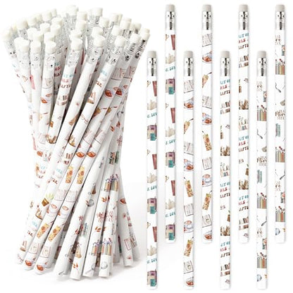 Xqumoi 60Pcs Book Lover Pencils with Erasers - Bookish #2 HB Wooden Pencils in Bulk Reading Party Favors Book Club Bookworms Gifts Student Classroom Rewards Back to School Goodie Bag Fillers - style: Book lover