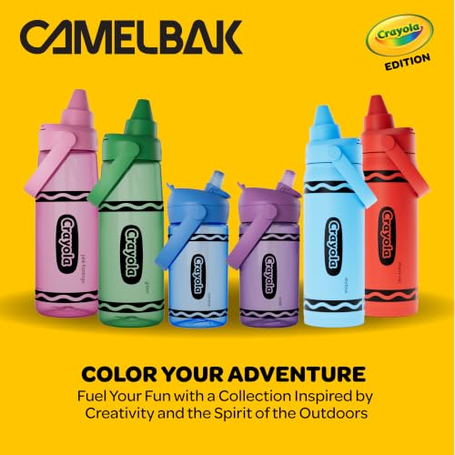 CamelBak Crayola Flip Straw Kids Water Bottle with Bite Valve, Tritan Renew Design for School and Everyday Use, 14oz, Cherry Red - color: Cherry Red