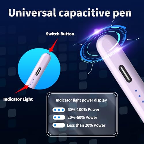 Stylus Pen Android for Samsung Galaxy Tab A11+/A11/A9/A9Plus/A8/A8plus/A7/A7lite Push-Button Switch, Accurate Writing, +2Nibs&Long Battery Life(NW Purple) - color: NW Purple