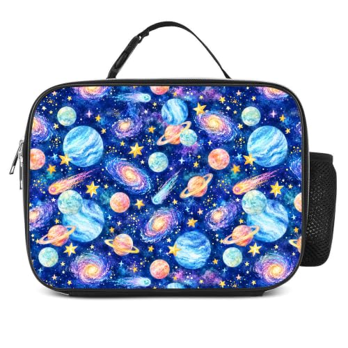 Planet Star Moon Lunch Box Insulated Reusable Lunch Bag Tote Cooler for Women Men Boy Girl School Work Office Picnic - color: Planet