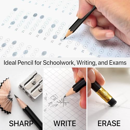 Drawlish Pre Sharpened Pencils #2, Wood-Cased Lead Pencils for Kids, 42 Count, Black HB, Eraser Top, School & Art Use