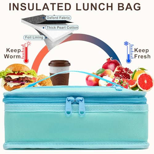 FlowFly Small Insulated Lunch box Portable Soft Bag Mini Cooler Thermal Meal Tote Kit with Handle for Work & School, Light Blue - color: Light Blue