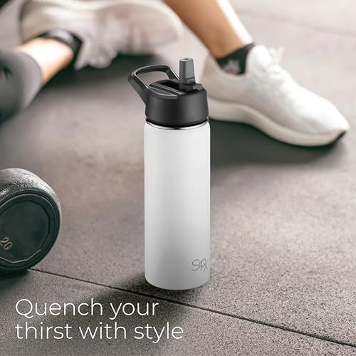 SipX™ 18 oz Insulated Water Bottle with 3 Lids – Leakproof Stainless Steel, Triple Insulated – Cold 24 Hours/Hot 12 Hours – Durable Bottle for School, Gym, Travel – White - color: White, size: 18 Ounces