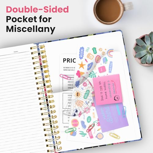 Large Spiral Lined Notebook for Work with Dividers & Tabs, 8.5"x11" Hardcover 5 Subject Notebook, College Ruled, 280 Pages, Berry Patch - color: T - Berry Patch