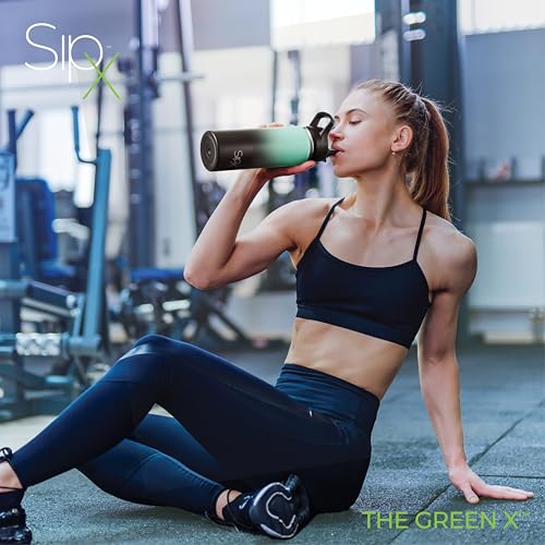 SipX™ 18 oz Insulated Water Bottle with 3 Lids – Leakproof Stainless Steel, Triple Insulated – Cold 24 Hours/Hot 12 Hours – Durable Bottle for School, Gym, Travel – Gradient Mint Black - color: Gradiant Mint Black, size: 18 Ounces