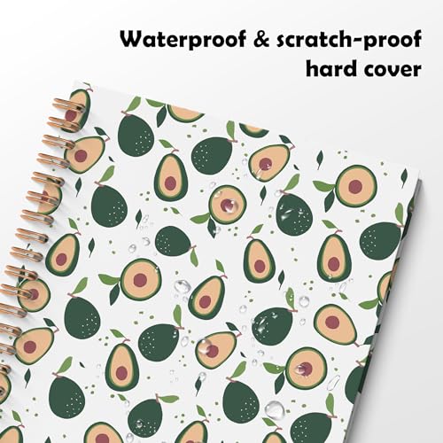 Avocado Fruit Spiral Notebook Journal, Avocado Gifts for Women, Fruit Lover Gifts, Cute Avocados Fruits Botanical Hardcover Notebook Journal, 5.5x8.3 Inch - color: Avocado