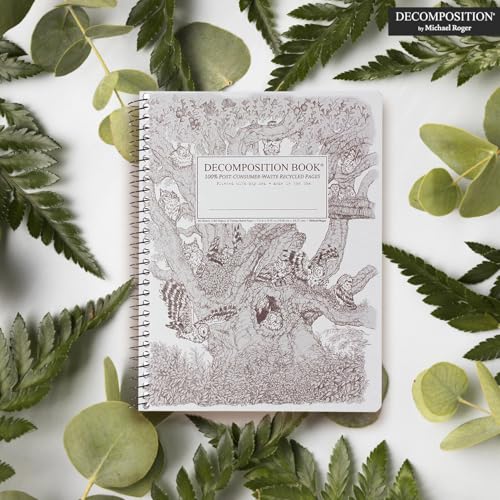Decomposition Screech Owls College Ruled Spiral Notebook - 9.75 x 7.5 Journal with 160 Lined Pages - 100% Recycled Paper - Cute Notebooks for School Supplies, Home & Office - Made in USA - color: Screech Owls, style: Spiral-bound