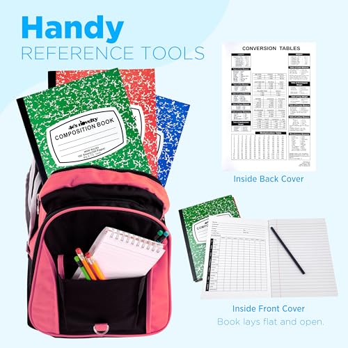4E's Novelty Wide Ruled Composition Notebooks - Pack of 3-100 Sheets 9.75" x 7.5" - Hard Cover Red Blue Green Cute Marble Colors, Bulk Compositon Book Wide Ruling, Back to School Supplies - size: 3 Pack