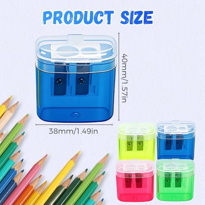 Pencil Sharpeners with Lid, Dual Holes Handheld Pencil Sharpener Manual for Standard and Jumbo Pencils, Compact Cute Sharpener for Adults Students School Home Office (4pcs) - color: 4pcs