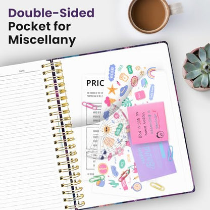 Large Spiral Lined Notebook for Work with Dividers & Tabs, 8.5"x11" Hardcover 5 Subject Notebook, College Ruled, 280 Pages, Ocean Glow - color: P - Ocean Glow