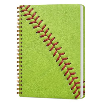 Softball Print Spiral Notebook, Unique Gifts for Softball Fans,5.8x8.3 Inch | Sport Themed Journal With Red Stitching Pattern, A5 Lined Notebook, Daily Planner Memo Notepad For Classroom Office Home - color: Softball Stitch