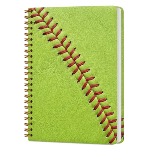 Softball Print Spiral Notebook, Unique Gifts for Softball Fans,5.8x8.3 Inch | Sport Themed Journal With Red Stitching Pattern, A5 Lined Notebook, Daily Planner Memo Notepad For Classroom Office Home - color: Softball Stitch