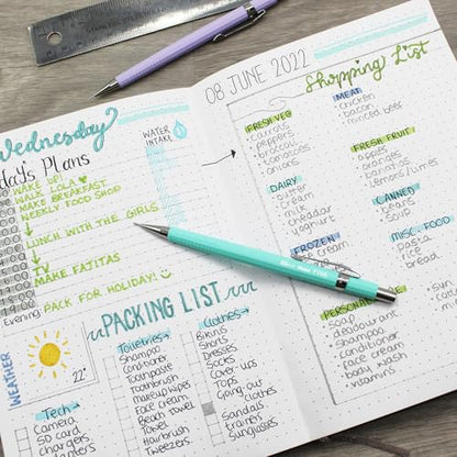 Pentel P205-97C Mechanical Automatic Pencil - Pastel Floral Range - Single + 12 Hi-Polymer HB 0.5mm Refill Leads + Z2-1N Eraser Refills Tube of 4 (Pastel Yellow) - color: Pastel Yellow