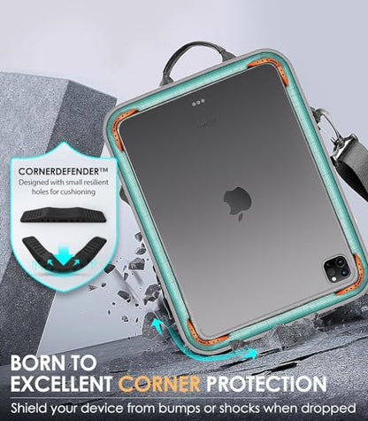 MoKo 9-11 Inch Tablet Sleeve Bag 360° Protetive Carrying Case Compatible with iPad 10th 10.9, iPad Air 5/4th 10.9, iPad 9/8th 10.2, iPad Pro 11, Tab S8/S9 11, with Handle and Shoulder Strap, Black - color: Black & Gray