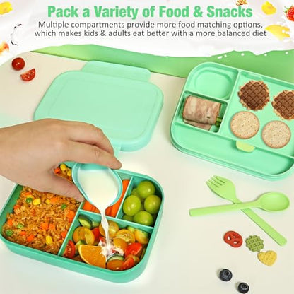 Caperci Bento Lunch Box for Kids - 5.8 Cups Stackable Leakproof Bento Box Adult Lunch Box with Sauce Container - Idea for School, On-the-go, Built-in Utensil Set, BPA Free (Green) - color: Green