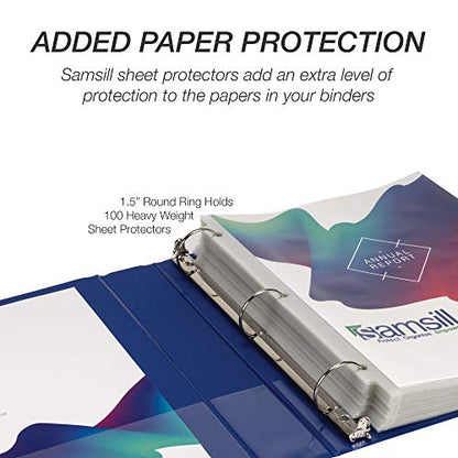 Samsill 4 Pack Durable 1.5 Inch 3 Ring Binders, Round Ring, Clear View Cover for Presentations, Blue - color: Blue, size: 1.5-Inch