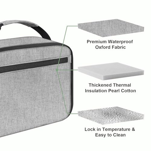 Kids Lunch Box for Boys Girls Lunch Bag Insulated Durable Lunchbox Children Lunch Tote Bag for School Grey - color: Gray