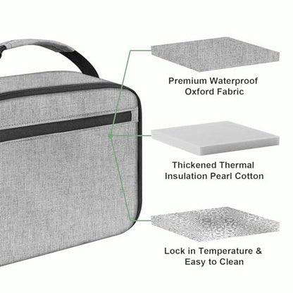 Kids Lunch Box for Boys Girls Lunch Bag Insulated Durable Lunchbox Children Lunch Tote Bag for School Grey - color: Gray