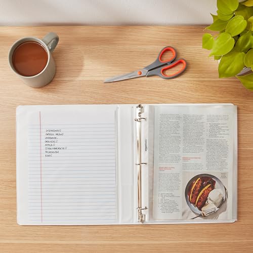 Amazon Basics 3-Ring Binder with Round Rings and Interior Pockets, 1-Inch, White, 8-Pack - size: 8-Pack