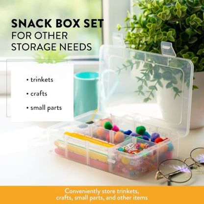 Snack Box Containers Set of 2-Reusable,100 Dissolvable Labels, 8 Adjustable Compartments, Dishwasher Safe, BPA-Free, Food Grade, Durable Design, PARENT TESTED PARENT APPROVED AWARD (2 Pack)(Clear) - color: Clear (New), size: Small