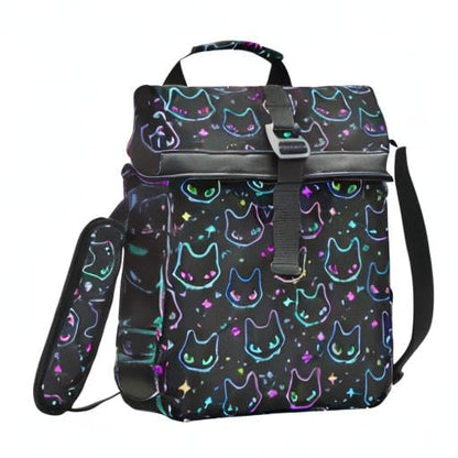 MNSRUU Insulated Lunch Bags Women Men Aldults, Colorful Neon Cat Heads Portable Reusable Thermal Meal Tote Cooler Bag Organizer, Adjustable Shoulder Strap, Handle - color: Halloween Theme 089