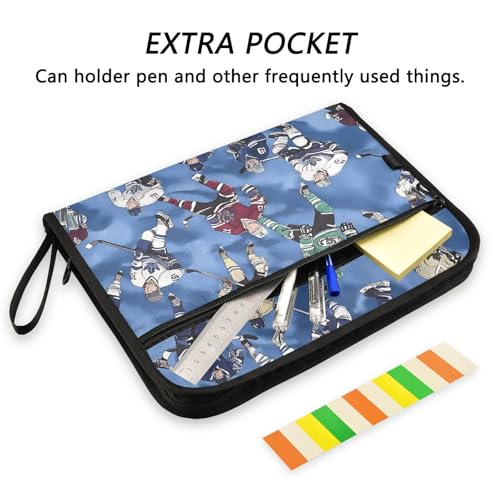 Expanding File Folder Hockey Players Blue Accordion File Organizer 13 Pockets Document Organizer with Zipper Labels A4 Letter Office Storage