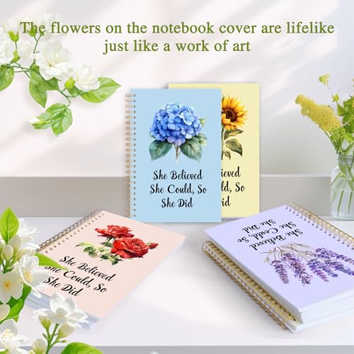 2Pcs Spiral Journal Notebook with 100 Pages, A5 College Ruled Hardcover Notebook for Office School Home,Twin-Wire Binding Notebook with Premium Thick Pape for Work and Study 8.46x6.22 - color: Hydrangea（she Believe）