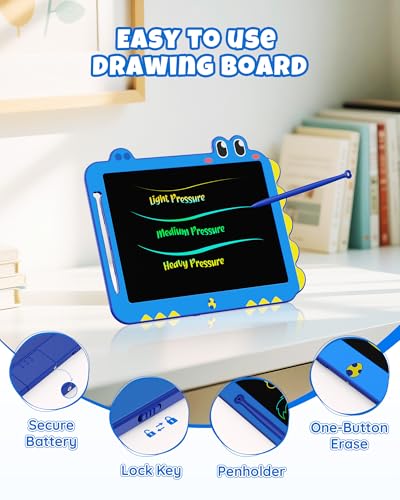 ORSEN 12 Inch LCD Doodle Board Tablet Toy - Green Dinosaur Drawing Pad for Kids 3-6 Years Old - Christmas and Birthday Gifts Blue - color: 12inch-blue