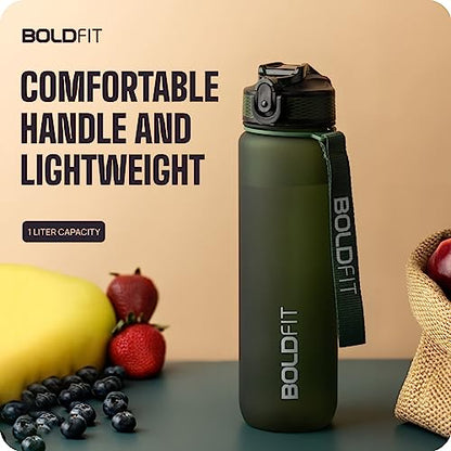 Boldfit Sipper Bottle for Adults - Water Bottle with Motivational Time Markers for Kids, School Boys, Girls, Sports Water Bottles for Gym with Measurement BPA Free Water Bottles Hunter Green