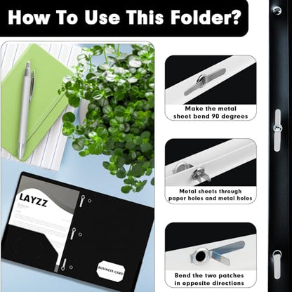 Plastic 2 Pocket Folders with Prongs, 30 Pack, Heavyweight, Letter Size Poly Folders with 3 Metal Prongs Fastener Clips (Black) - color: Black
