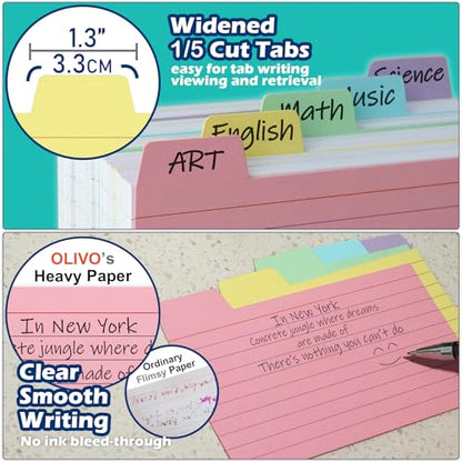 Olivo 3x5 Index Card Holder Box with 100 Cards Dividers Tabs 3"x 5", White - color: White, size: 3" x 5"