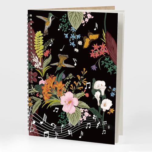 MAXCURY Blank Sheet Music Composition Manuscript Staff Paper Art Music Notebook Black 100 Pages 26x19cm (Flora) - color: Flora