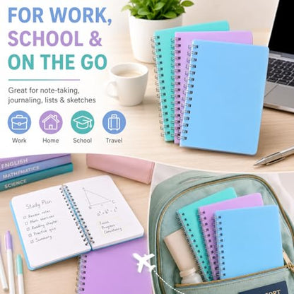 Spiral Notebook, 3 Pack Small Notebooks 4.3''x 5.7'',Mini Ruled Lined Journal, 480 Pages, College School Supplies Pocket Notebook for Work, Aesthetic Gift Office Supplies for Teen Girls,Boys