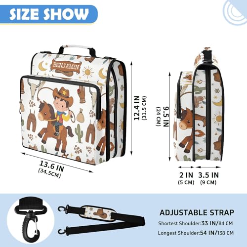 Cute Cowboy Wild West Zipper Binder 3 Ring, Multi-Pocket School & Office Personalized Binder Organizer, 800 Sheet Capacity, Compatible with 14-Inch Notebook, Back to School Gift - color: Option J