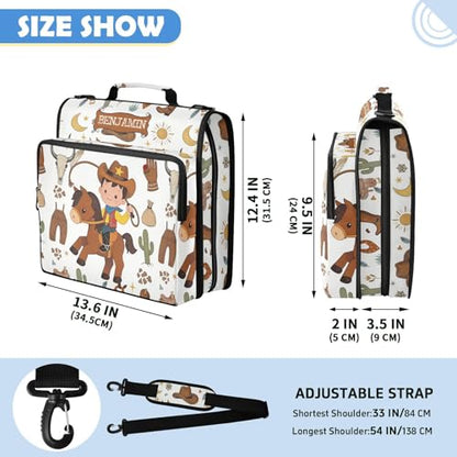 Cute Cowboy Wild West Zipper Binder 3 Ring, Multi-Pocket School & Office Personalized Binder Organizer, 800 Sheet Capacity, Compatible with 14-Inch Notebook, Back to School Gift - color: Option J