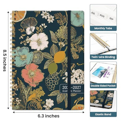 Planner 2026-2027, Academic Year Monthly and Weekly Calendar Planner, Jul 2026 - Jun 2027, Hardcover Teacher Student Planning Agenda book with Tabs, Perfect for School Office Supplies, 6.3" x 8.5" - Citrus Bloom - color: E-Citrus Bloom, size: (6.3"x8.5")a