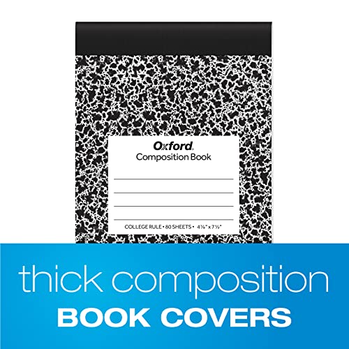 Oxford Jr. Composition Notebooks, Notebooks for School, School Supplies, Half Size, Kids Journal, 7-1/2 x 4-7/8 Inches, College Ruled Paper, 80 Sheets, Primary Marble Covers, 6 Pack (63774) - size: (Pack of 6)