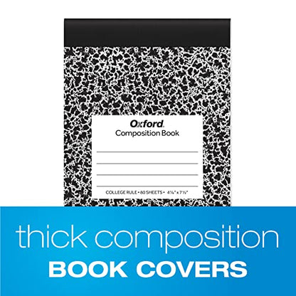 Oxford Jr. Composition Notebooks, Notebooks for School, School Supplies, Half Size, Kids Journal, 7-1/2 x 4-7/8 Inches, College Ruled Paper, 80 Sheets, Primary Marble Covers, 6 Pack (63774) - size: (Pack of 6)