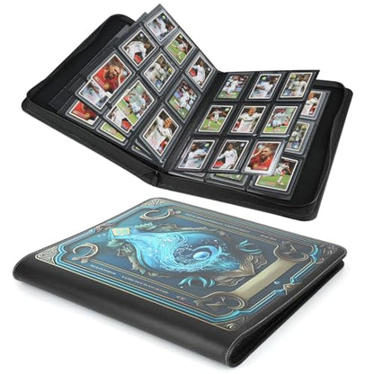 Toploader Binder,Toploader Hard Cases, 9-Pocket Pages Sleeves Hold up 288 Cards.Toploader Card Binder with Sleeves for “3×4” rigid，Card Holder(cyan) - color: cyan, size: 9 Pocket 288 Toploader